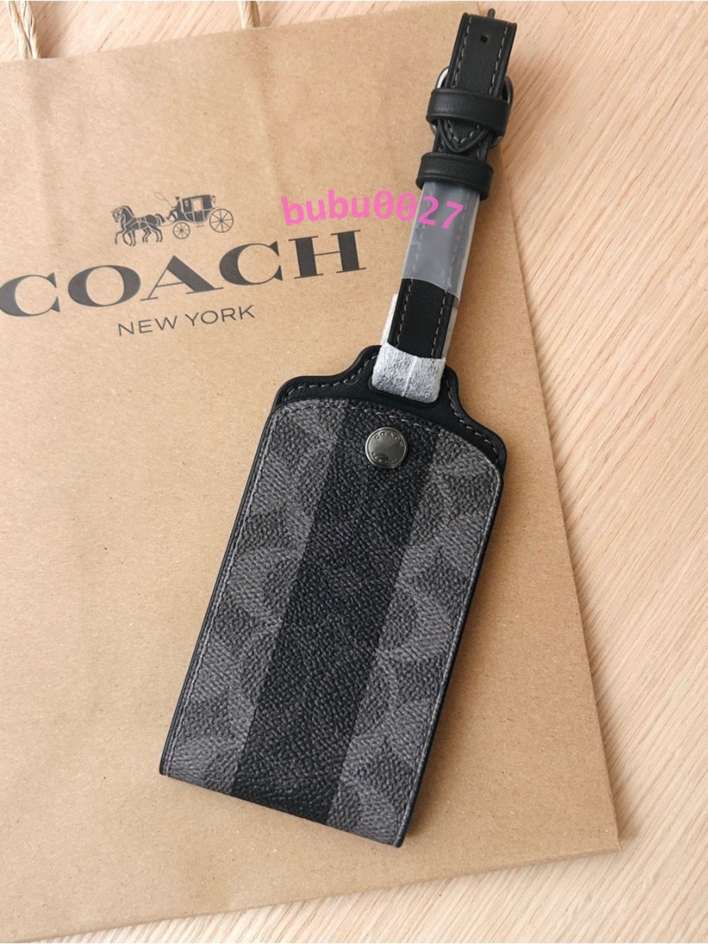 NWT✈️Coach Luggage Tag In Signature Canvas With Stripes CEB78 Travel Accessories